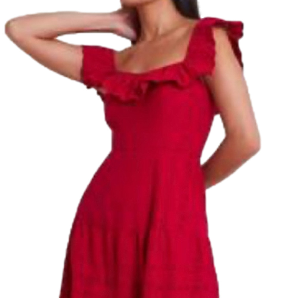 John Lewis Dress. Red with ruffle collar.